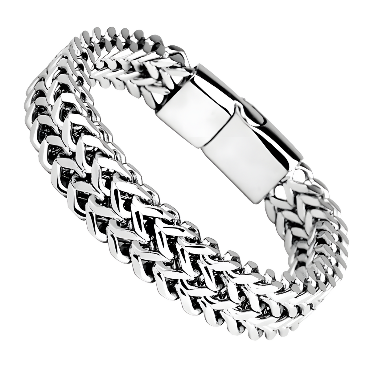 Stainless Steel Braided Fishtail Chain Bracelet Men Women Magnetic Clasp 453