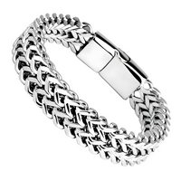 Stainless Steel Braided Fishtail Chain Bracelet Men Women Magnetic Clasp 453