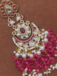 Elegant Bollywood Inspired Gold Kundan Earrings - Traditional Indian Jewelry 206