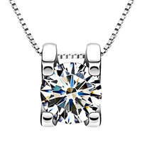 925 Sterling Silver Necklace Round Cubic Zirconia Pendant, Women's Jewellery 272