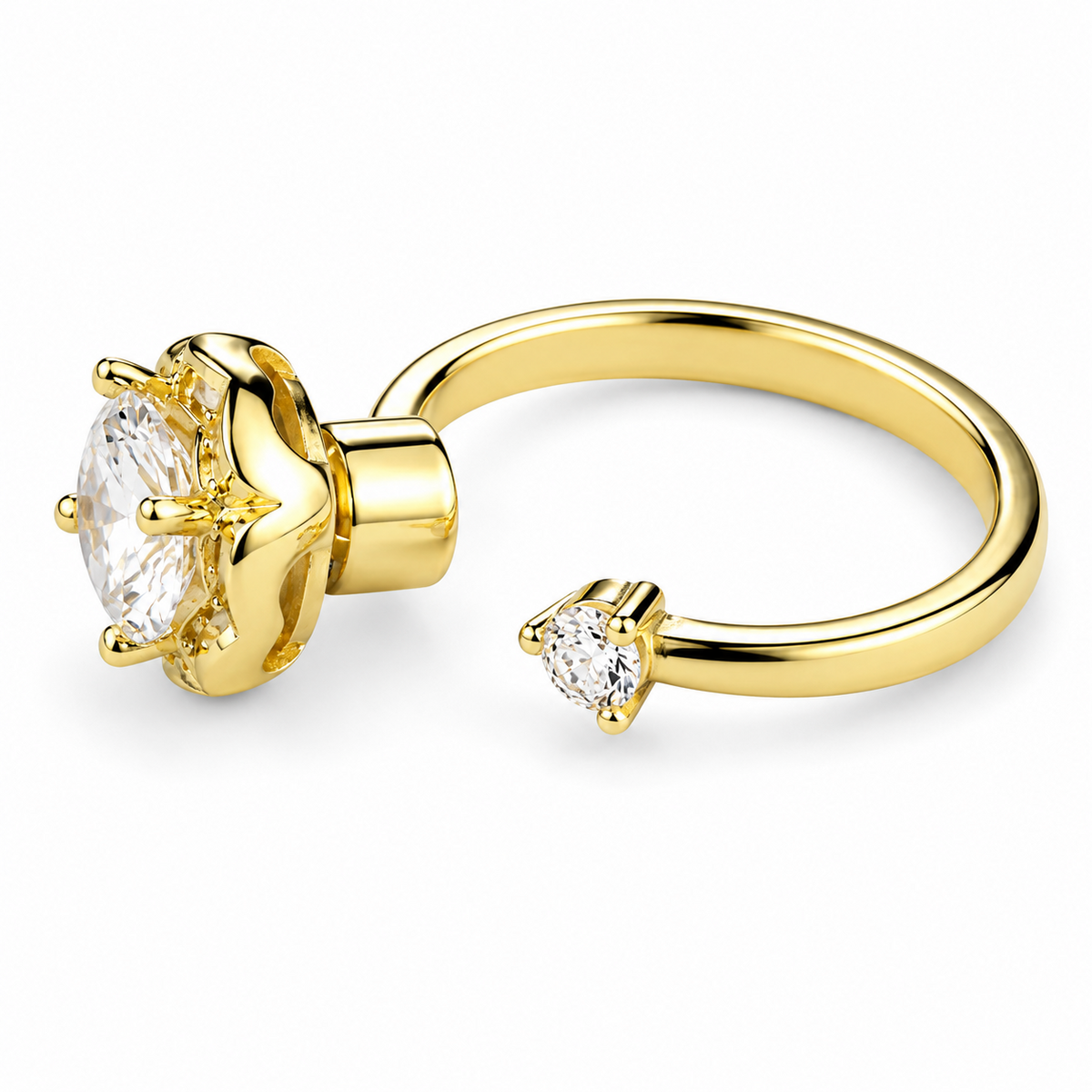 Rotatable Halo Flower Spinner Ring For Women, Adjustable Open Band Fidget 1519