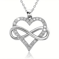 Unified Jewellery® Bridal 925 Silver Plated Zircon Infinity Heart Pendant 14 UK