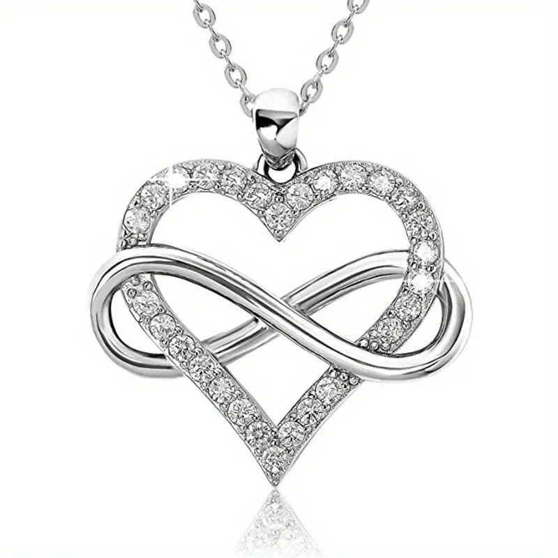 Unified Jewellery® Bridal 925 Silver Plated Zircon Infinity Heart Pendant 14 UK