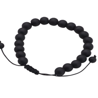 Unisex Natural Stone Bracelet, 8mm Matter Malachite & Lava Rock, Adjustable B119