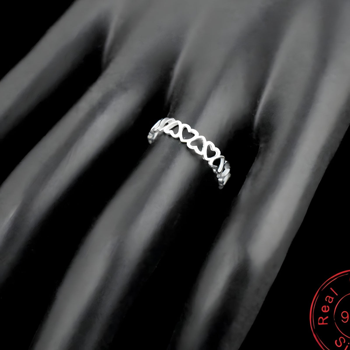 Unified Jewellery Sterling Silver Heart Ring(Adjustable)Open Heart Band Ring 389