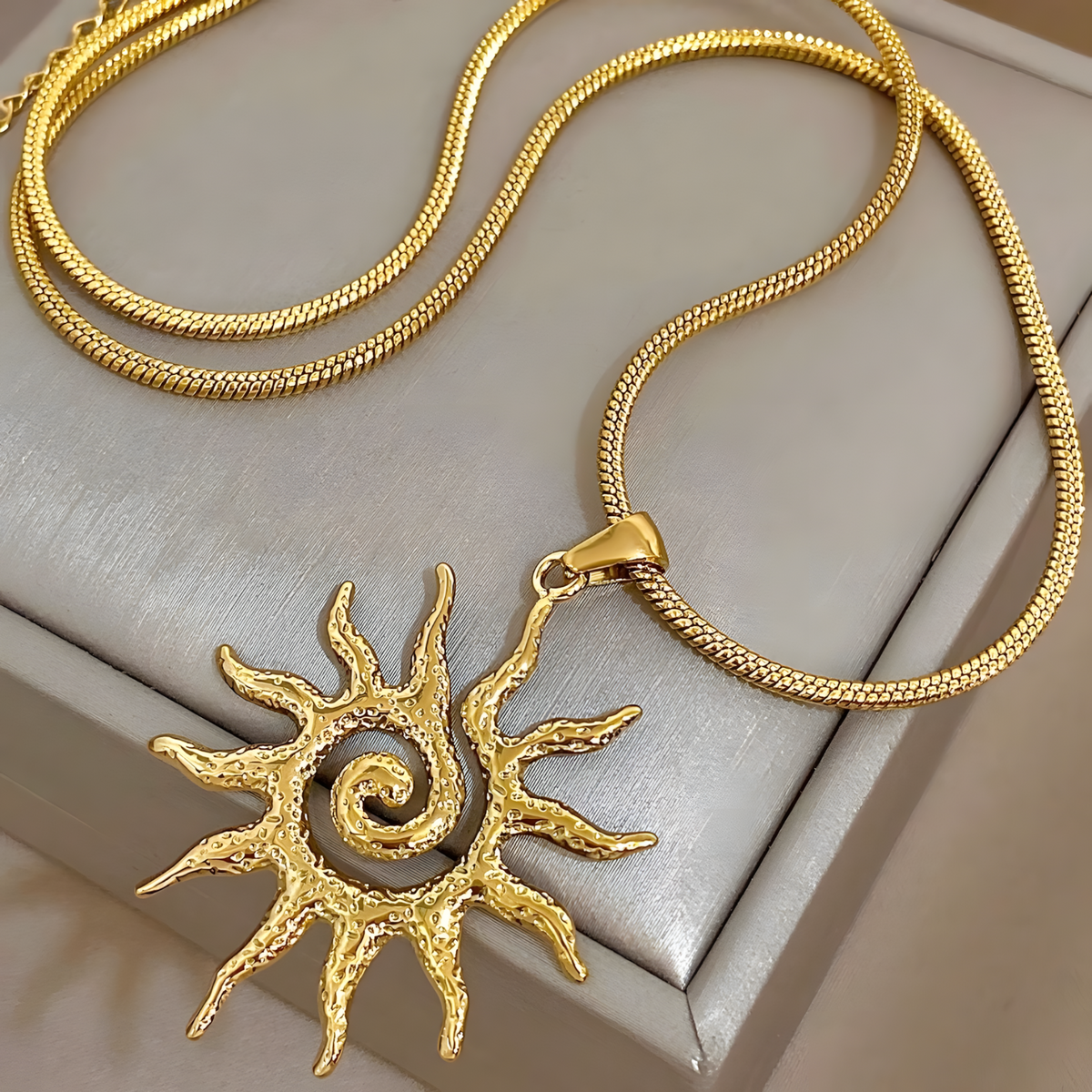 Unified Jewellery Gold Tone Sun Spiral Necklace And Earrings Set For Women 1714
