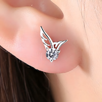 Angel Wing Stud Earrings for Women – 925 Silver-Plated Alloy Sparkling Cubic 960