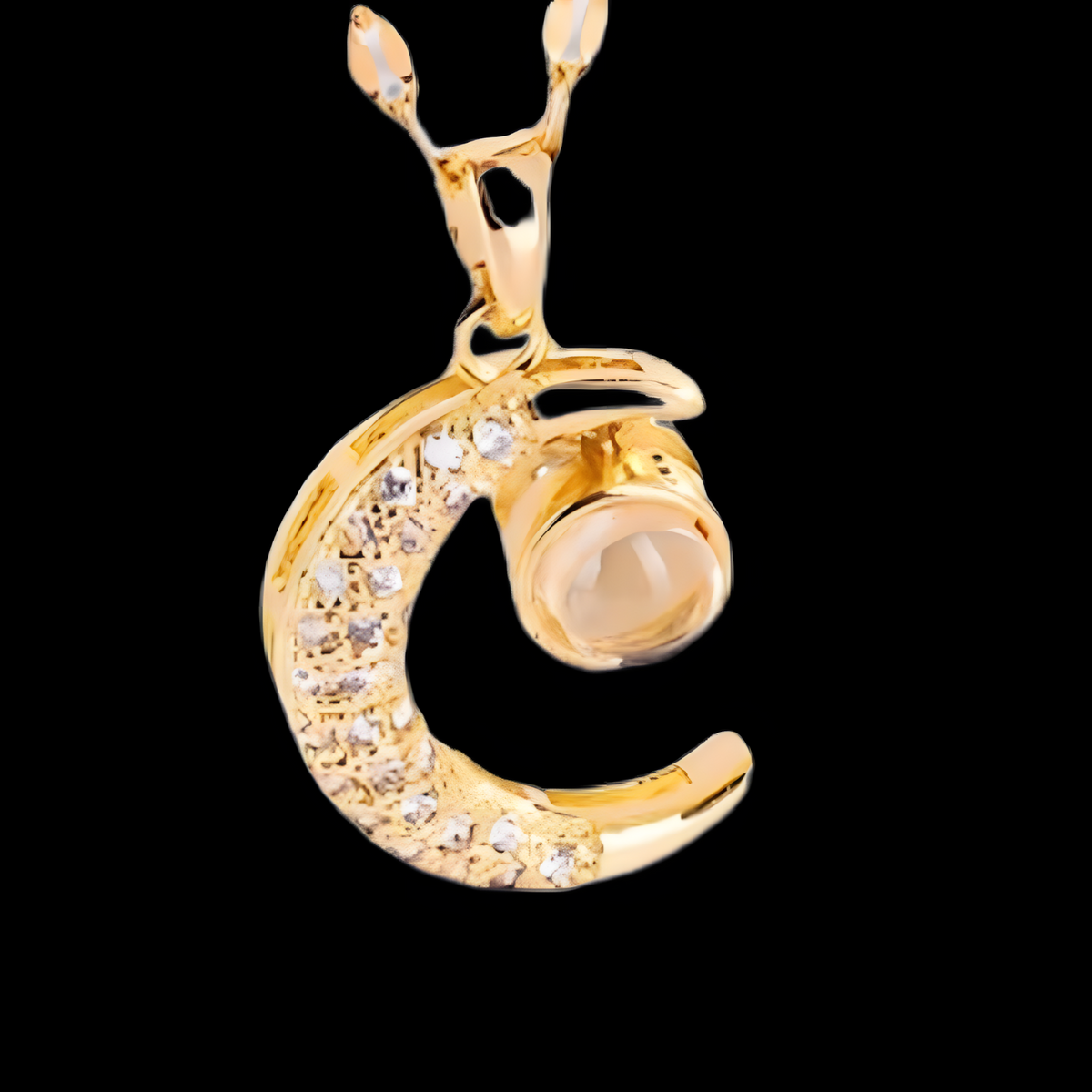 Gold Moon Pendant Necklace Stainless Steel Metal Alloy Trendy Crescent 1197
