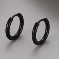 Silver-Plated 925 Round Huggie Hoop Earrings Women - Minimalist Thick Hoops 934