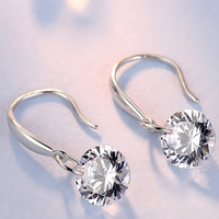 Unified Jewellery Silver-Plated Round Zircon Drop Earrings for Women Elegant 923