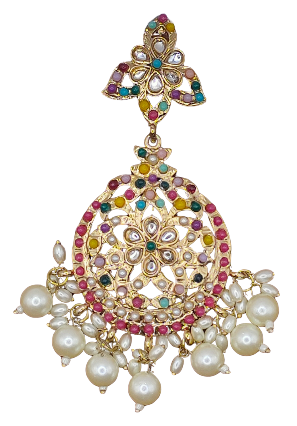 Elegant Bollywood Inspired Gold Kundan Earrings - Traditional Indian Jewelry 243