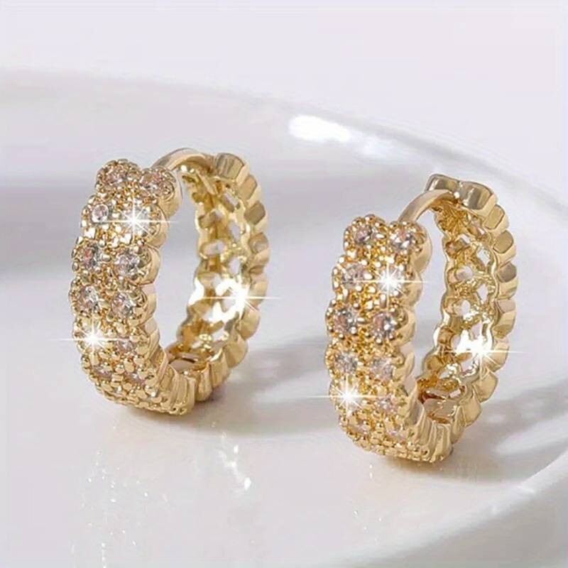Exquisite Double Row Inlay Zircon Plated Hoop Earring Women Wedding Party 44 UK