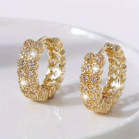 Exquisite Double Row Inlay Zircon Plated Hoop Earring Women Wedding Party 44 UK