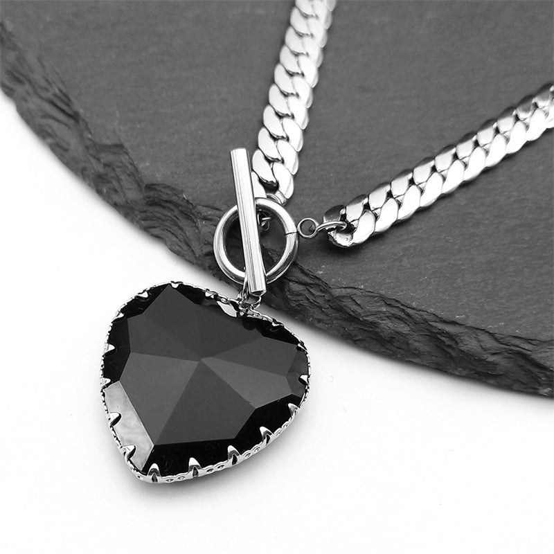 Red Crystal Heart Pendant Necklace – Premium Rose Filigree Heart Charm 1322