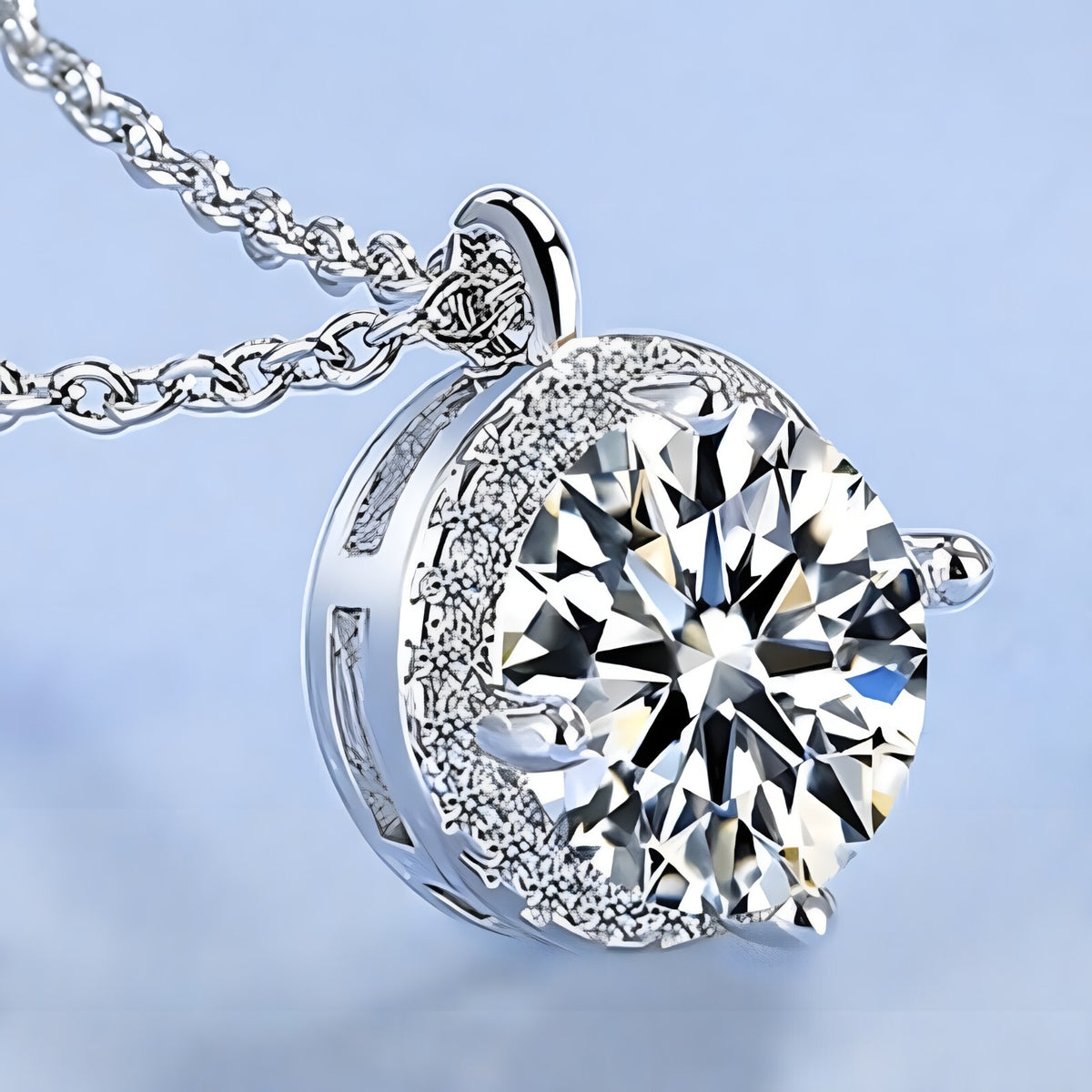 925 Sterling Silver Jewelry Round AAA Zircon Pendant Necklaces Women Fine 271