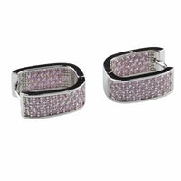 Pink Zircon Hoop Earrings For Women Micro Pave Round Cut Vintage Inspired 1368