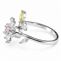 Rotatable Floral Spinner Ring For Women Adjustable Open Band Fidget Anxiety 1515