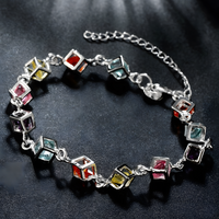 MultiColor Cube Charm Bracelet Geometric Crystal Wristband Adjustable Chain 1728