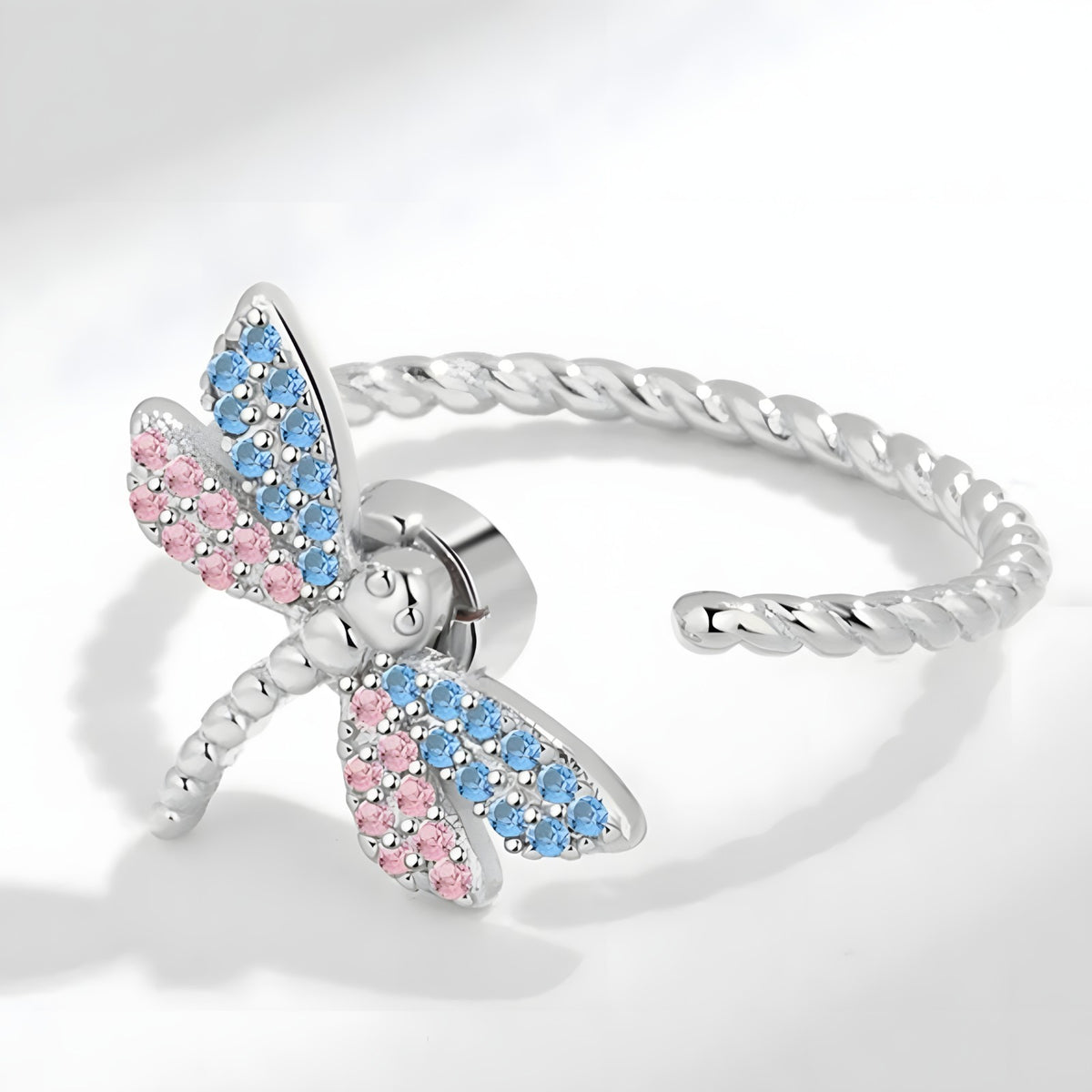 Dragonfly Fidget Spinner Ring, Adjustable Anxiety, Rotating Dragonfly, Blue 378