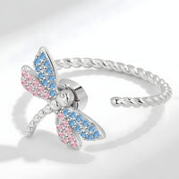 Dragonfly Fidget Spinner Ring, Adjustable Anxiety, Rotating Dragonfly, Blue 378