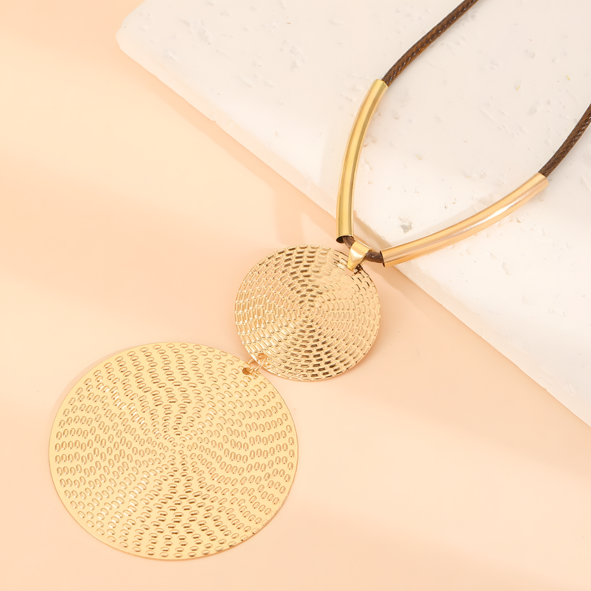 Contemporary Layered Geometric Circular Choker Necklace Drop Earring Set B109