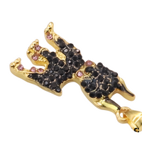 Doberman Pendant Necklace - Gold Plated Pavé Crystal Dog Charm Pendant B243