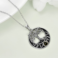 Tree Of Life Necklace Round Pendant Necklace Women’s Silver Tone Family Tree B26