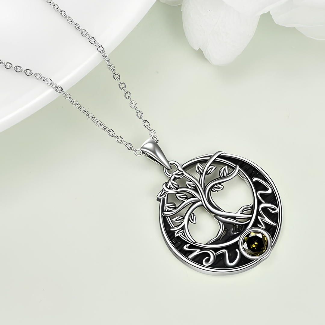 Tree Of Life Necklace Round Pendant Necklace Women’s Silver Tone Family Tree B26