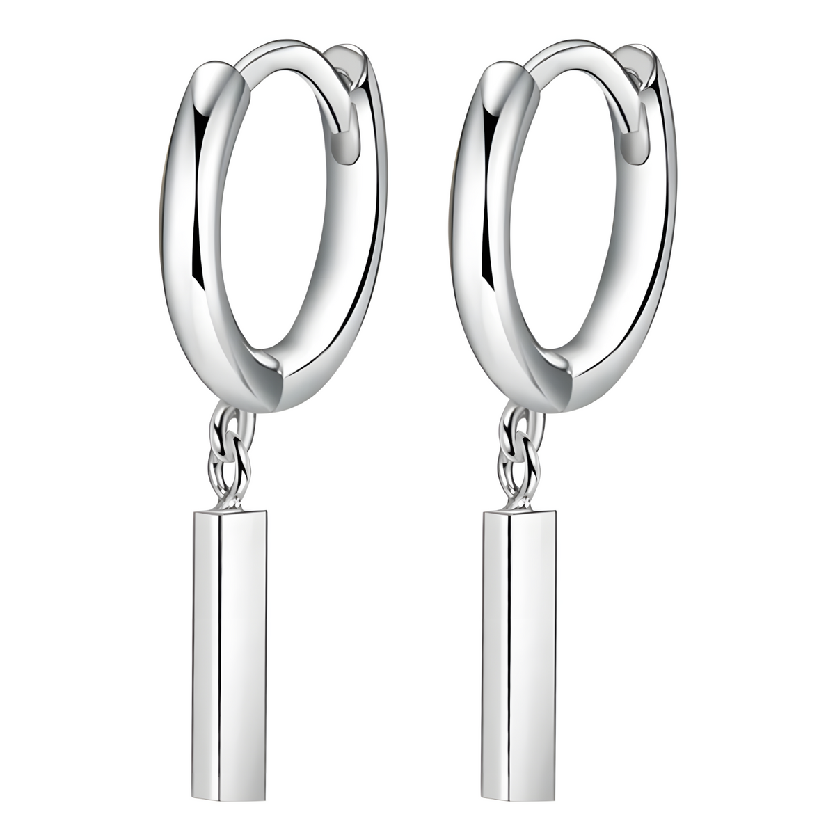925 Sterling Silver Dainty Rectangular Metal Bar Drop Earrings Women, Hoop 501