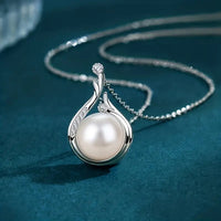 Copper Silver Plated Necklace Platinum Faux Pearl Pendant Niche Clavicle 61 UK