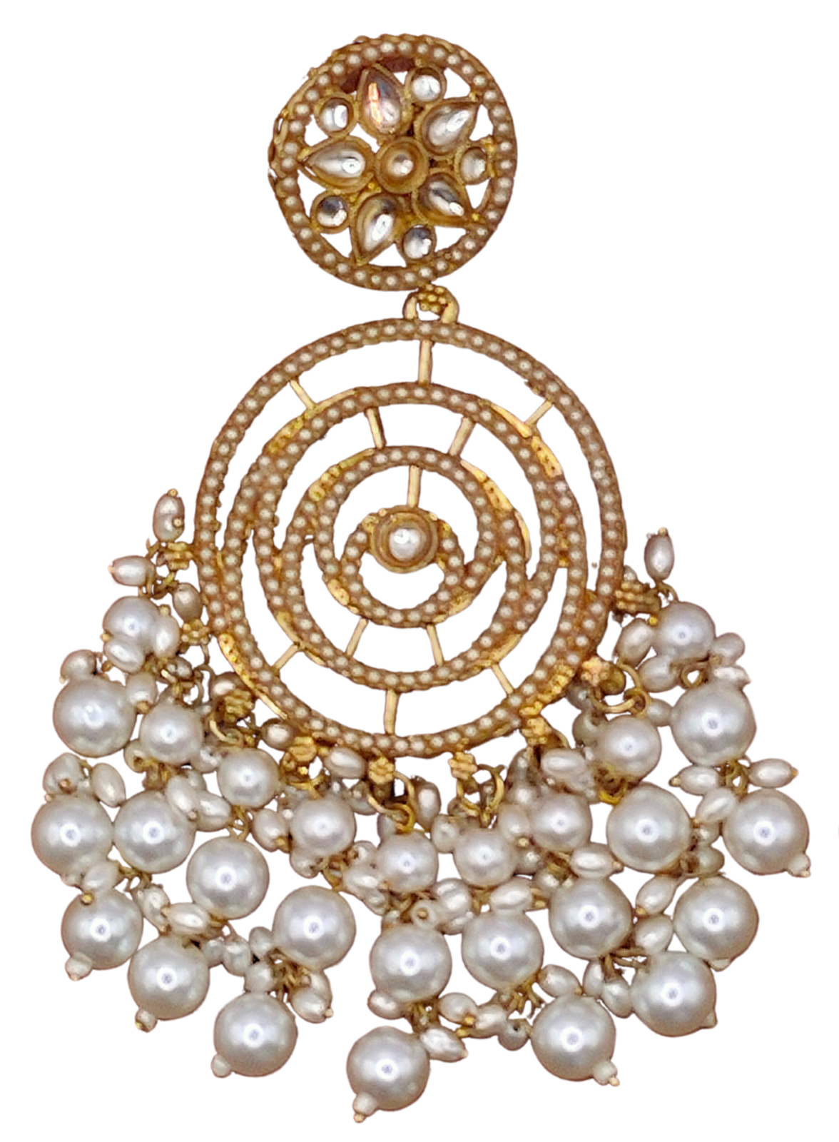Elegant Bollywood Inspired Gold Kundan Earrings - Traditional Indian Jewelry 181