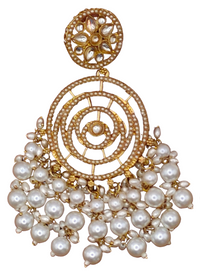 Elegant Bollywood Inspired Gold Kundan Earrings - Traditional Indian Jewelry 181