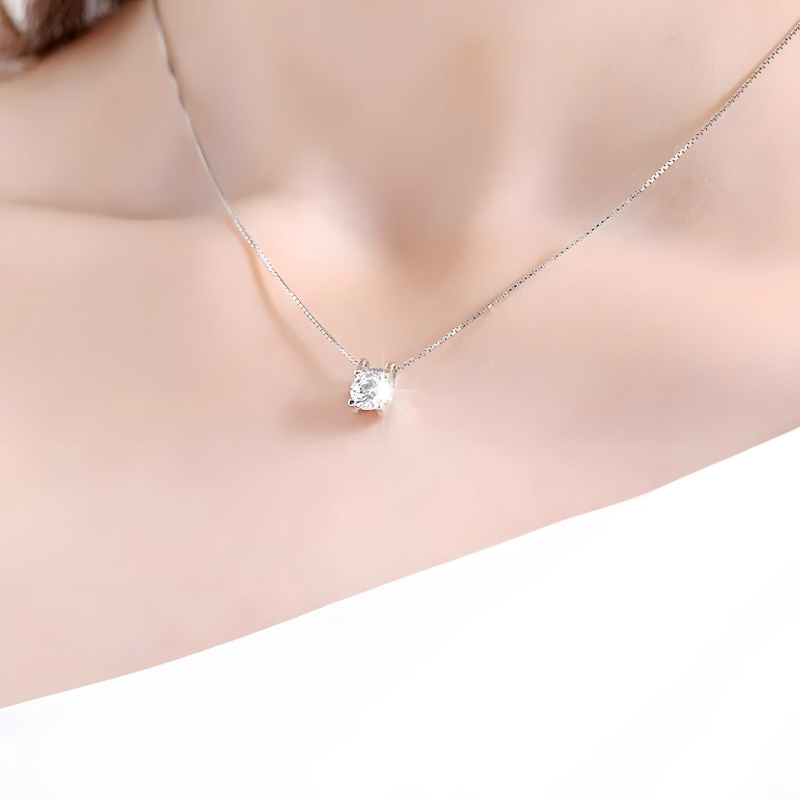 925 Sterling Silver Necklace Round Cubic Zirconia Pendant, Women's Jewellery 272