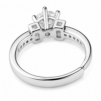 Adjustable Round Brilliant Zircon Engagement Ring, Silver Tone Solitaire 1608