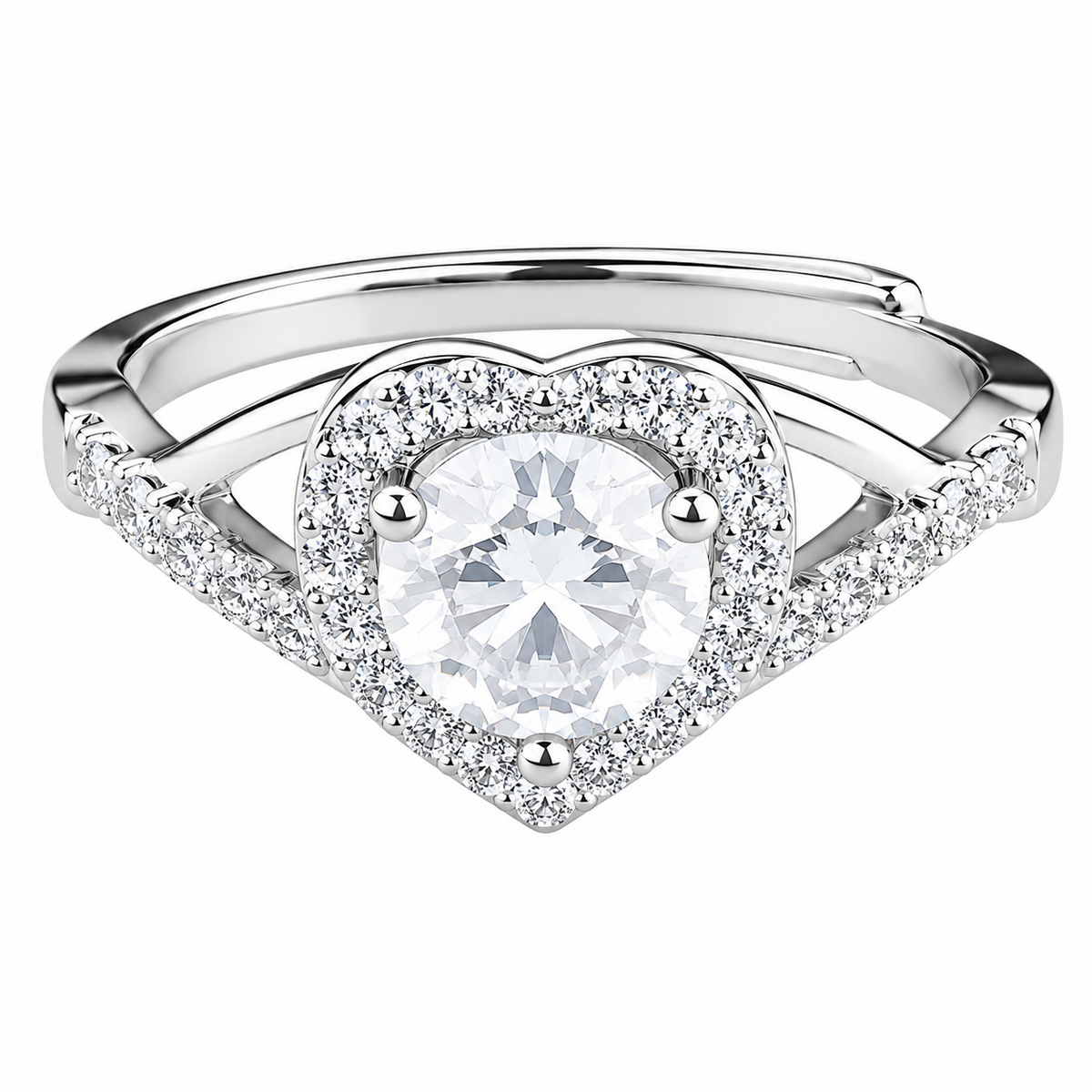 Womens Adjustable Twisted Infinity Halo Engagement Ring Round Brilliant Cut 1649