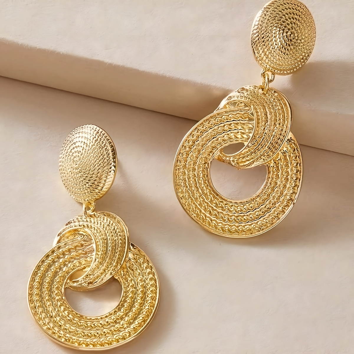 Geometric Gold Drop Earrings for Women Trendy Zinc Alloy Statement Earrings 786