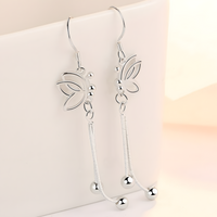 925 SilverPlated Butterfly Drop Earrings for Women Long Tassel Dangle Design 983