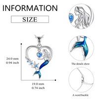 European New Mermaid Necklace Blue Crystal, Exquisite Starfish Pendant B167