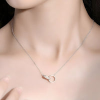 925 Sterling Silver Interlocking Rings Necklace Elegant Zircon Pendant Women 254