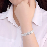 Exquisite Fashion Flat Mesh Weaving Chain Bracelet Hot 925 Sterling 659