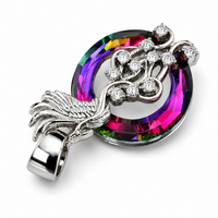 Fire Reborn Phoenix Necklace for Women Girls, Fire of Life Crystal Glass 1391