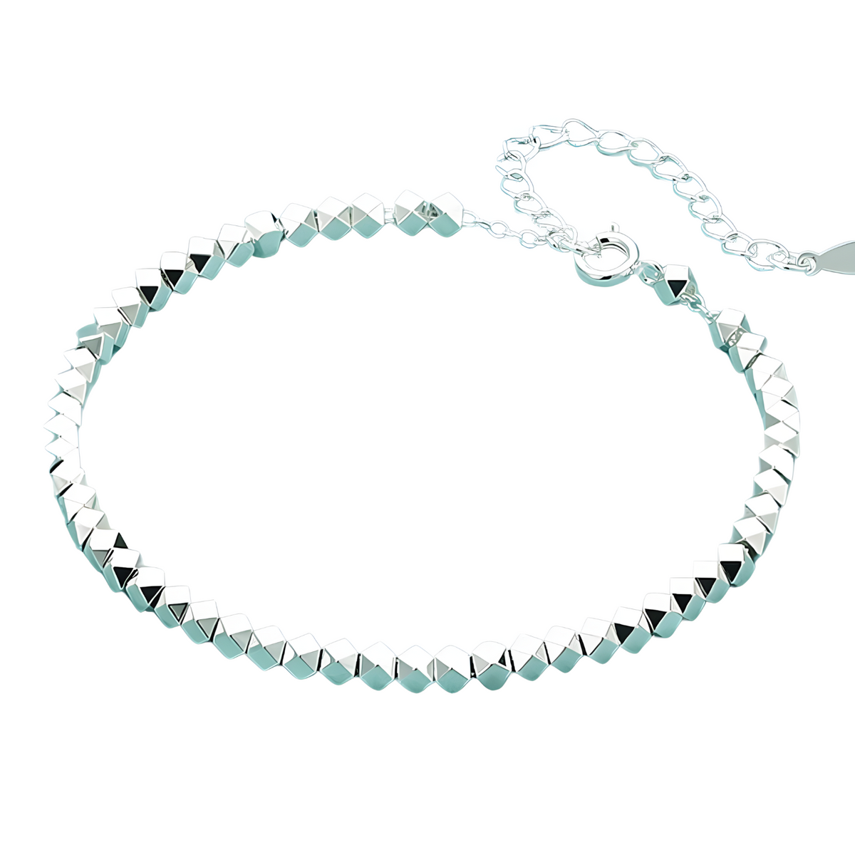 Geometric Faceted Bead Bracelet For Women Adjustable Lobster Clasp Round 1766