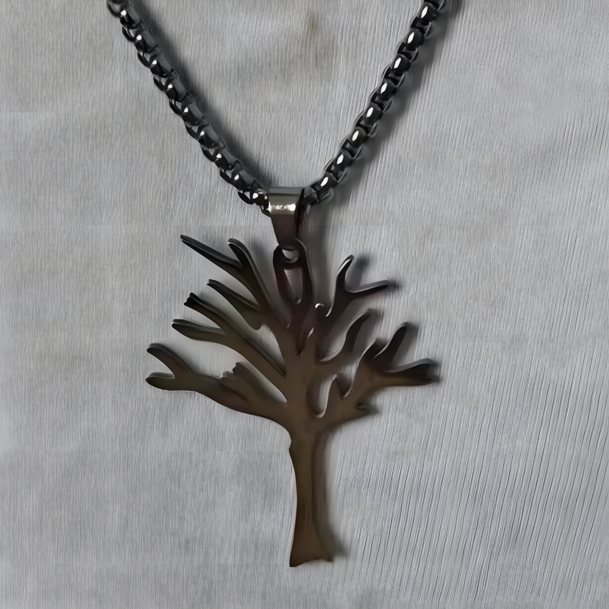 Stainless Steel Tree of Life Pendant Necklace - Modern Silver Tone Charm B85