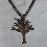 Stainless Steel Tree of Life Pendant Necklace - Modern Silver Tone Charm B85