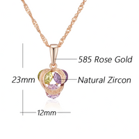 Rose Gold Colour Copper Cubic Zirconia Geometric Pendant for Women, Vintage 1260