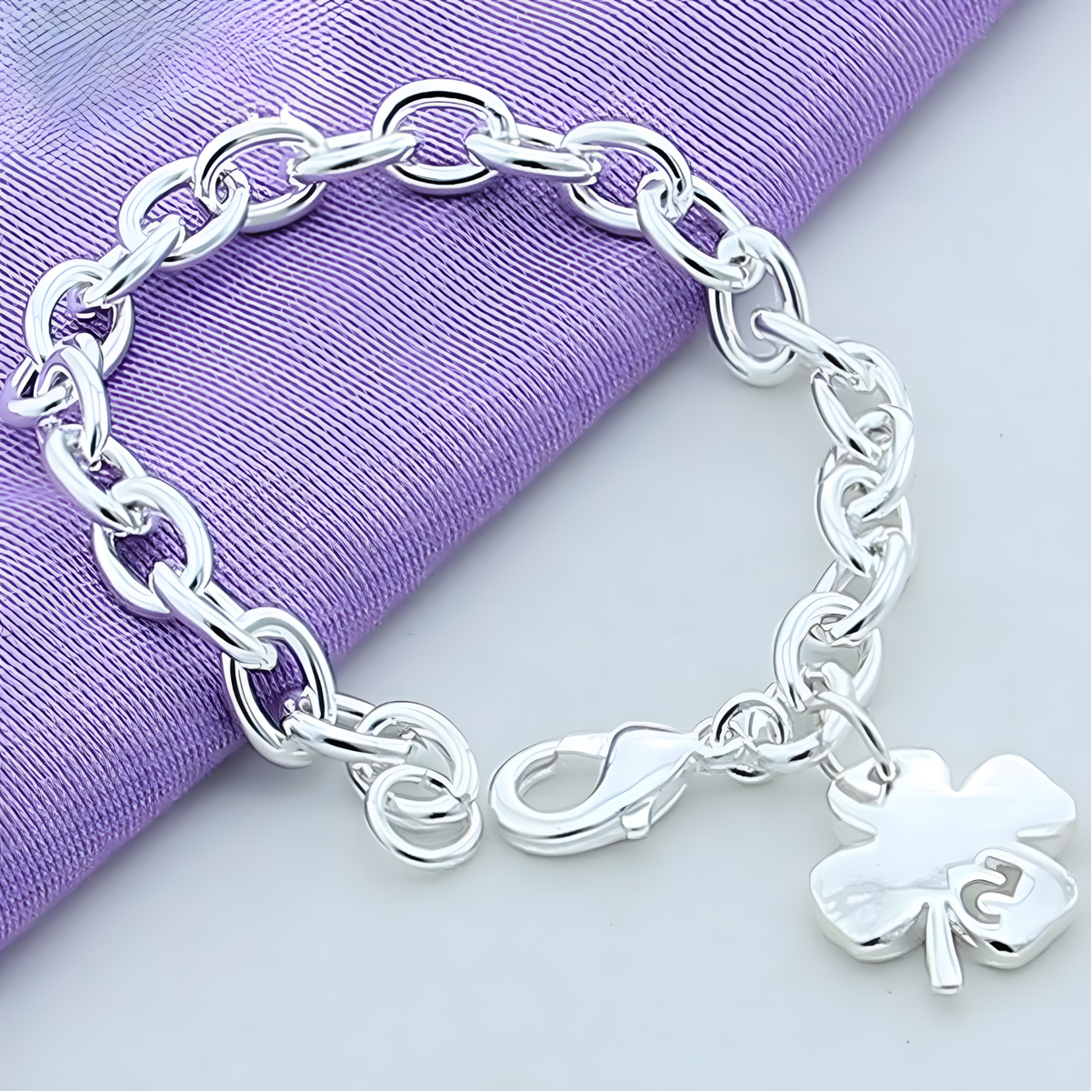 925 Sterling Silver Bracelet, Polished Silver-Tone Chain Bracelet, Lobster 1810