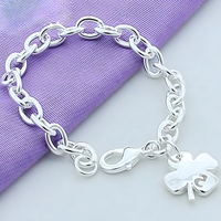925 Sterling Silver Bracelet, Polished Silver-Tone Chain Bracelet, Lobster 1810