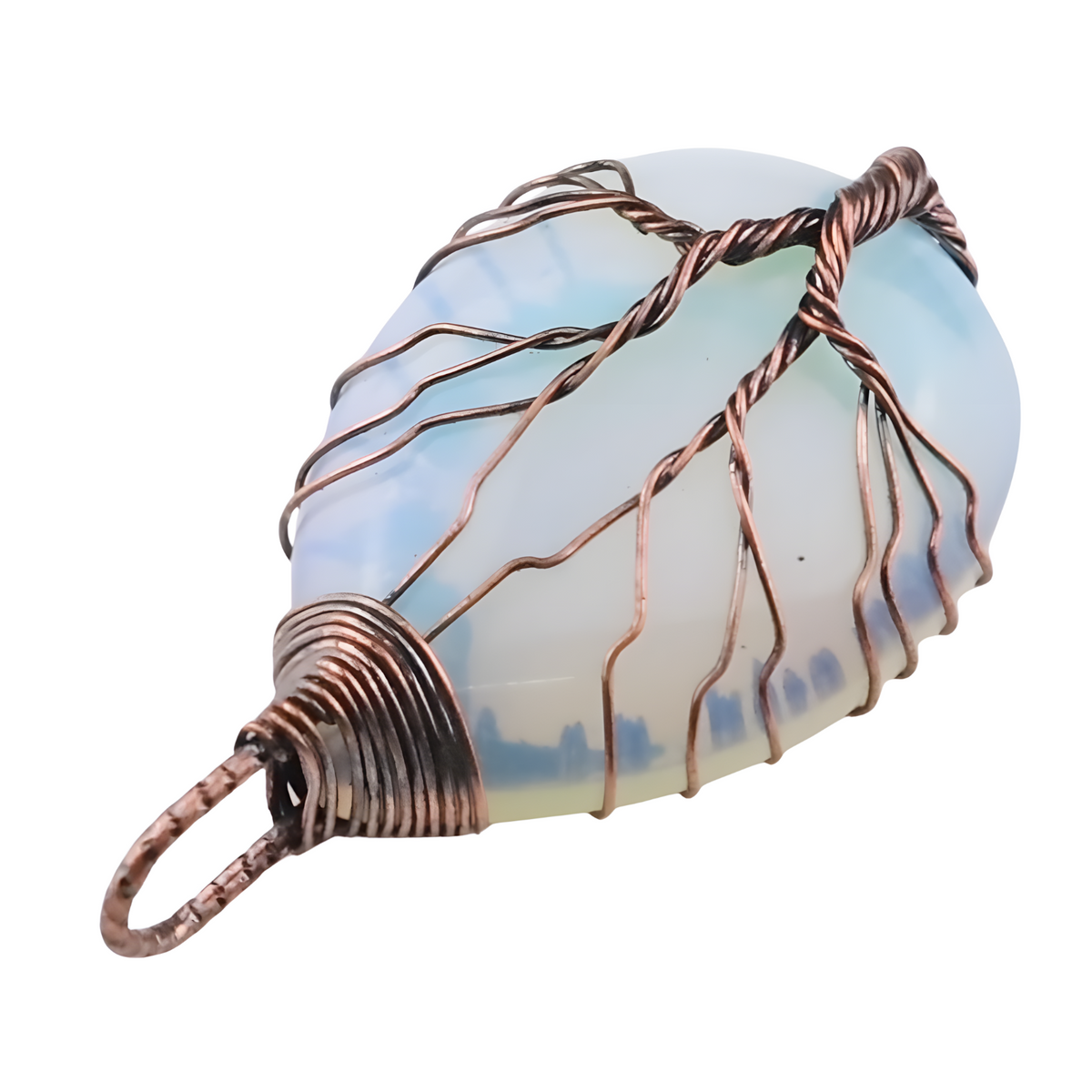 Opal Tree Of Life Pendant Necklace For Women Oval Opalescent Gemstone State 1345