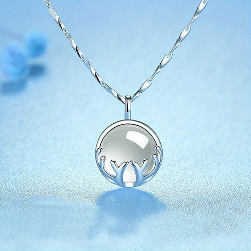 925 Silver Plated Moonstone Antler Pendant Necklace - Romantic Jewelry Gift 68