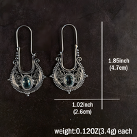 Bohemian Dangle Earrings For Women - Blue Oval Crystal 4.7cm x 2.6cm - 1437